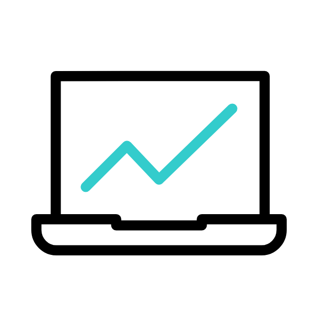 laptop aberto com gráfico subindo